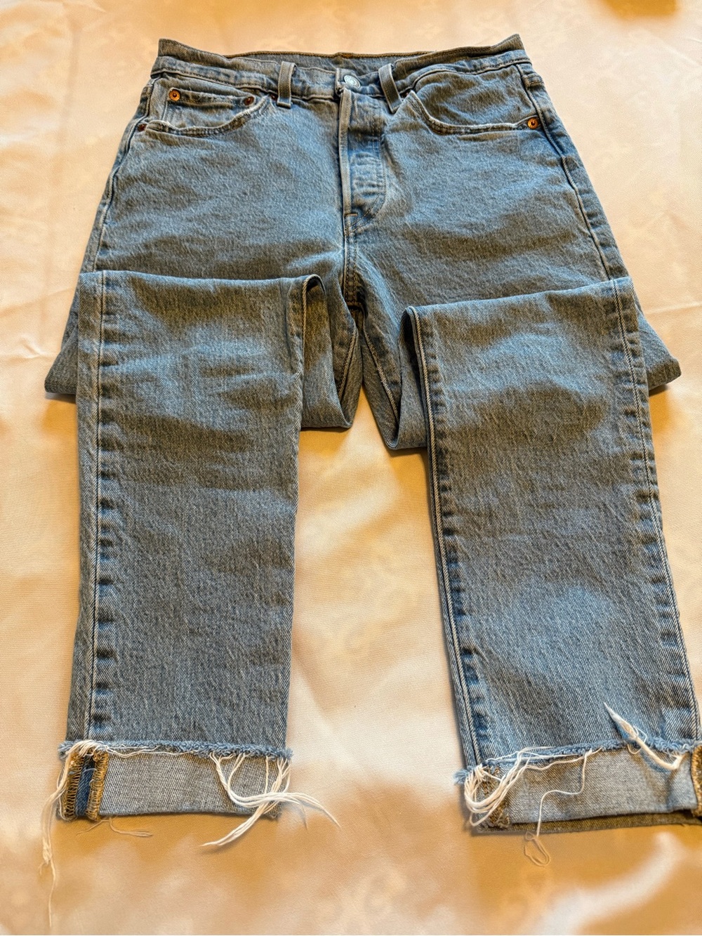 Levi’s 501 Skinny Jeans W27 L28 Raw Hem Light Wash